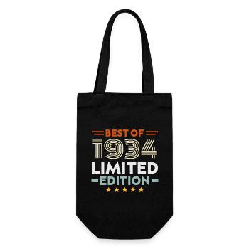 Retro 1934 Vintage 90th Birthday Gift 90 Years Old - Gift Bag for Bottles - black - Front