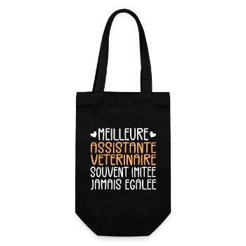 Oft nachgeahmt beste Tierarzthelferin - Geschenkbeutel für Flaschen - Schwarz - Vorne