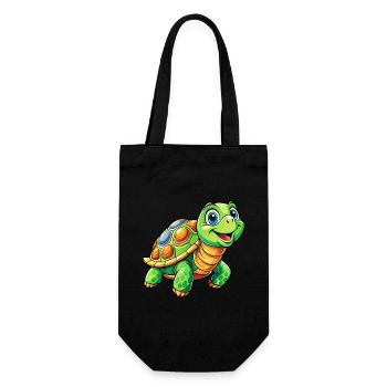 Mega Cute Turtle - Gift Bag for Bottles - black - Front