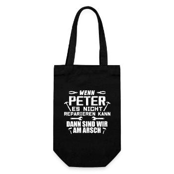 Wenn Peter es nicht reparieren kann - Geschenkbeutel für Flaschen - Schwarz - Vorne