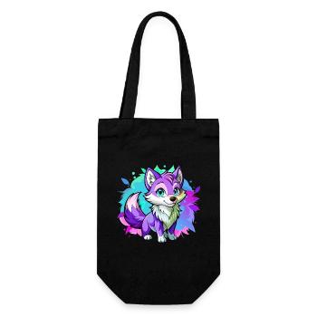 Lila Babywolf - Geschenkbeutel für Flaschen - Schwarz - Vorne
