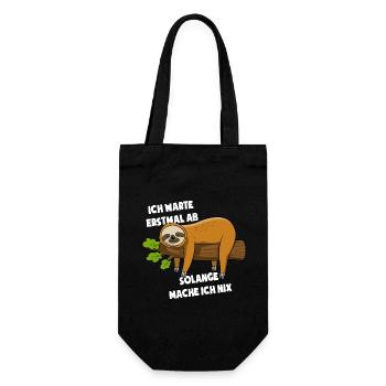 Faultier Ich warte erstmal ab solange mach ich nix - Geschenkbeutel für Flaschen - Schwarz - Vorne