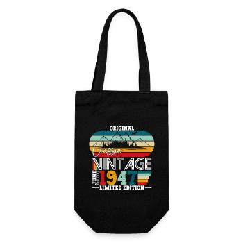 Original Juni 1947 Jahrgang 1947 Geburtstag 1947 - Geschenkbeutel für Flaschen - Schwarz - Vorne