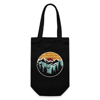 Mountain Graphic Retro Nature Forest - Gift Bag for Bottles - black - Front