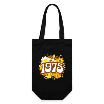 Retro Groovy Jahr 1975 Frauen 50 Jahre alter Geburtstag - Geschenkbeutel für Flaschen - Schwarz - Vorne