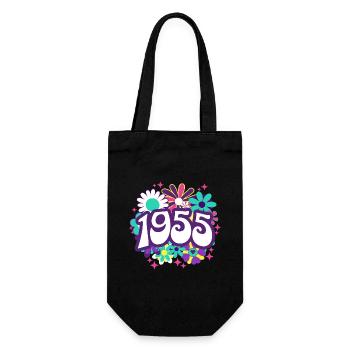 Retro Groovy Year 1955 Women 70 Years Anniversary - Gift Bag for Bottles - black - Front