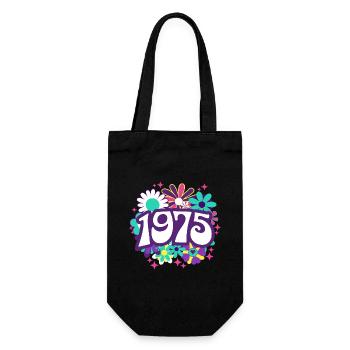 Retro Groovy Jahr 1975 Frauen 50 Jahre alter Geburtstag - Geschenkbeutel für Flaschen - Schwarz - Vorne