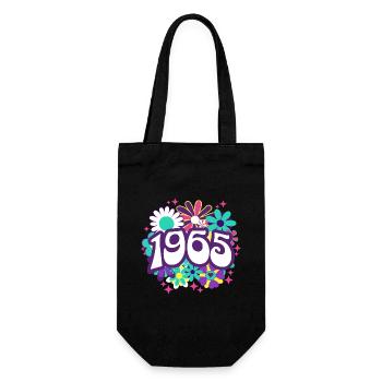Retro Groovy Year 1965 Women 60 Year Old Birthday - Gift Bag for Bottles - black - Front