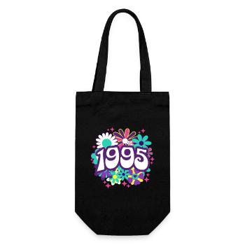 Retro Groovy Year 1995 Women 30 Years Birthday - Gift Bag for Bottles - black - Front