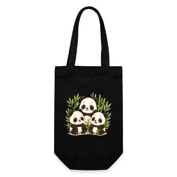 Niedlicher Panda Bambuswald - Geschenkbeutel für Flaschen - Schwarz - Vorne