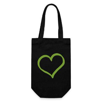 green heart green hearts couples gift - Gift Bag for Bottles - black - Front