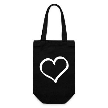 White Heart Valentines - Gift Bag for Bottles - black - Front