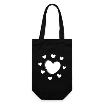 Coeur Blanc Cadeau Blanc Saint Valentin - Sac à bouteille - noir - Devant