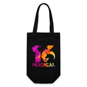 MAGICAL 16TH BIRTHDAY UNICORN - Gift Bag for Bottles - black - Front