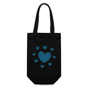 blaues Herz Valentinstag - Geschenkbeutel für Flaschen - Schwarz - Vorne