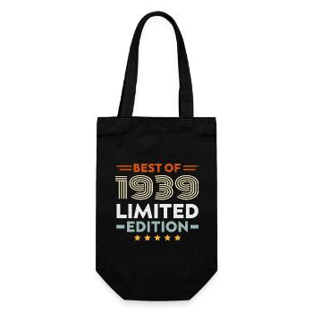 Retro 1939 Vintage 85. Geburtstagsgeschenk 85 Jahre alt - Geschenkbeutel für Flaschen - Schwarz - Vorne