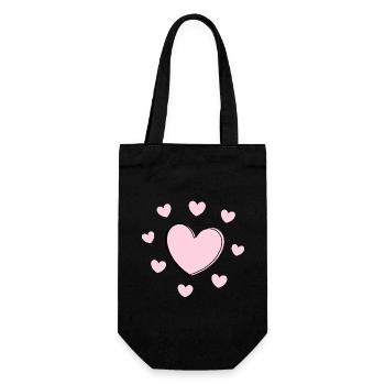 rosarotes Herz Herz rosa Geschenk Valentinstag - Geschenkbeutel für Flaschen - Schwarz - Vorne
