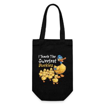 I Teach The Sweetest Duckies Teacher Rubber Duck - Gift Bag for Bottles - black - Front