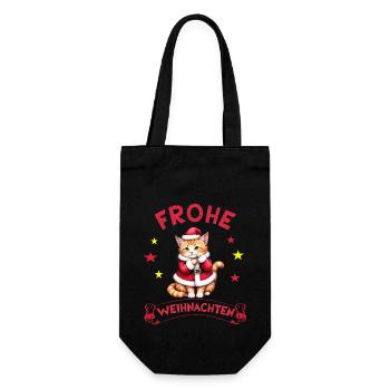 Merry Christmas Frohe Weihnacht catmas süße Katze - Geschenkbeutel für Flaschen - Schwarz - Vorne