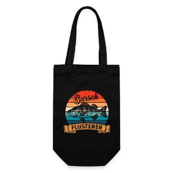 Barsch Flüsterer - Fisch - Angler Geschenk - Geschenkbeutel für Flaschen - Schwarz - Vorne