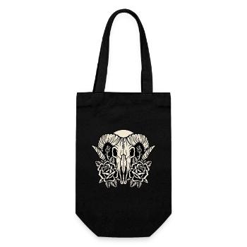 Old school tattoo stil ziegen totenkopf mit rosen - Geschenkbeutel für Flaschen - Schwarz - Vorne