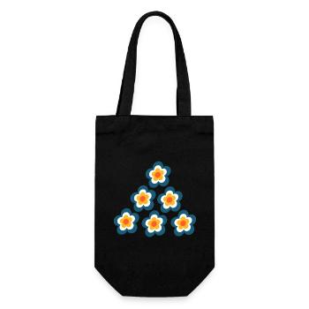 70s Flower Pattern Retro Hippie Flowers Power - Gift Bag for Bottles - black - Front