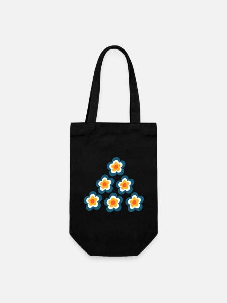 Années 70 Fleur Motif Rétro Hippie Fleurs Puissance - Sac à bouteille - noir