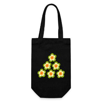 70s Flower Pattern Retro Hippie Flowers Power - Gift Bag for Bottles - black - Front