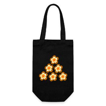 70s Flower Pattern Retro Hippie Flowers Power - Gift Bag for Bottles - black - Front