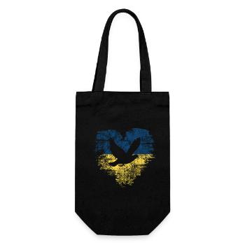 Taube + Herz - Frieden für die Ukraine - Geschenkbeutel für Flaschen - Schwarz - Vorne