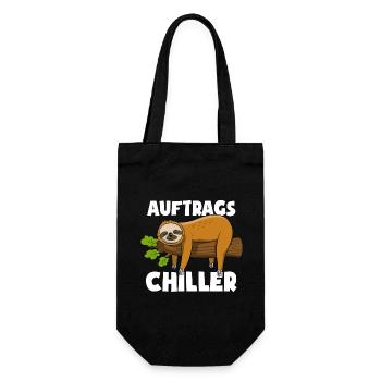 Faultier - Auftrags Chiller - Faulenzen Geschenk - Geschenkbeutel für Flaschen - Schwarz - Vorne