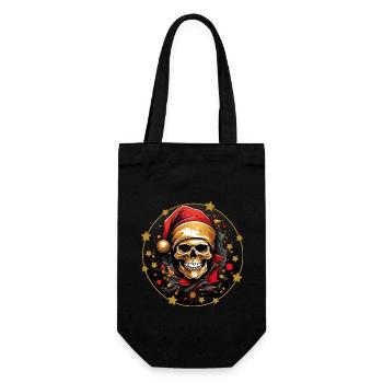 Tête de mort avec chapeau de père Noël Crâne de père Noël - Sac à bouteille - noir - Devant