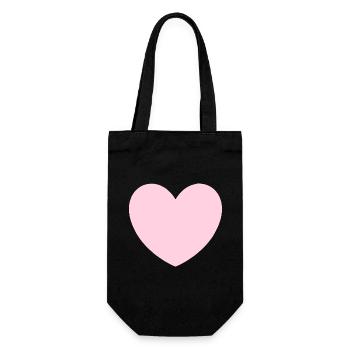 rosarotes Herz Herz rosa Geschenk Valentinstag - Geschenkbeutel für Flaschen - Schwarz - Vorne