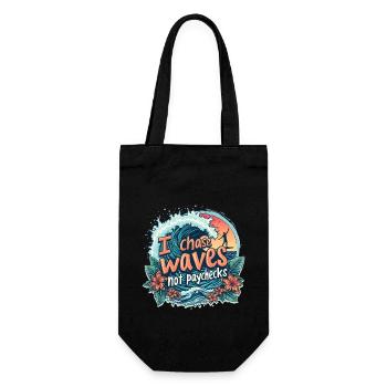 Je chasse les vagues, pas les chèques de paie – Surf et liberté - Sac à bouteille - noir - Devant