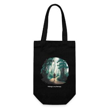 Hiking is My Therapy – Nature & Forest - Gift Bag for Bottles - black - Front