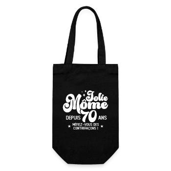 Cadeau Femme anniversaire 70 ans jolie mome - Sac à bouteille - noir - Devant
