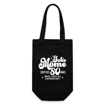 Cadeau Femme anniversaire 80 ans jolie mome - Sac à bouteille - noir - Devant