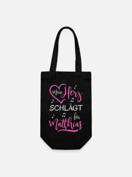 Mein Herz schlägt für Matthias - Geschenkbeutel für Flaschen - Schwarz