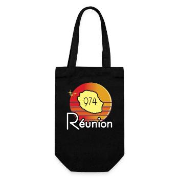 idee cadeau souvenir carte ile de la reunion 974 - Sac à bouteille - noir - Devant