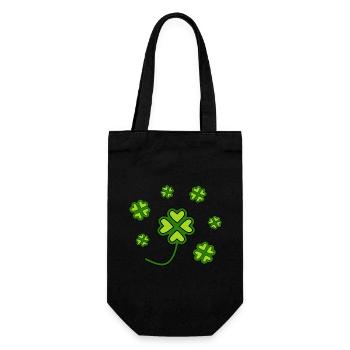 St Patricks Day Kleeblätter - Geschenkbeutel für Flaschen - Schwarz - Vorne