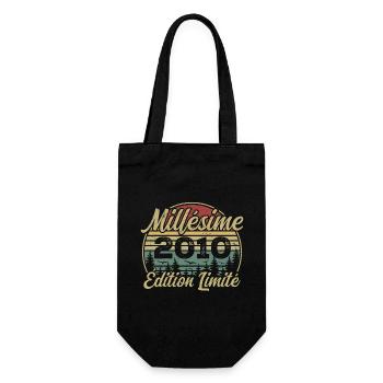 Jahrgang 2010 - Geschenk zum 14-jährigen Jubiläum - Geschenkbeutel für Flaschen - Schwarz - Vorne