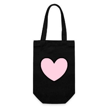 rosarotes Herz Herz rosa Geschenk Valentinstag - Geschenkbeutel für Flaschen - Schwarz - Vorne