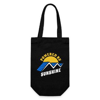 Powered by sunshine, Photovoltaics - Solar Energy - - Gift Bag for Bottles - black - Front
