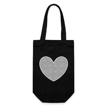 white heart white dotted pattern dots gift - Gift Bag for Bottles - black - Front