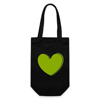 green heart green hearts couples gift - Gift Bag for Bottles - black - Front