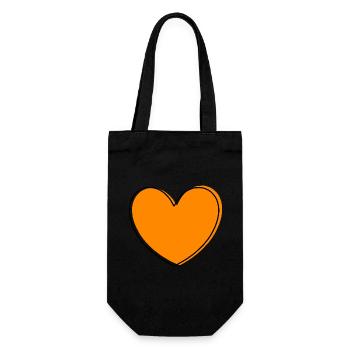 orange heart orange gift valentine's day - Gift Bag for Bottles - black - Front