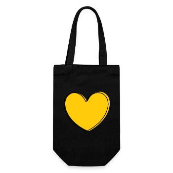 yellow heart yellow valentine's day - Gift Bag for Bottles - black - Front