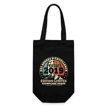 Vintage cadeau d'anniversaire née en Février 2019 - Sac à bouteille - noir - Devant