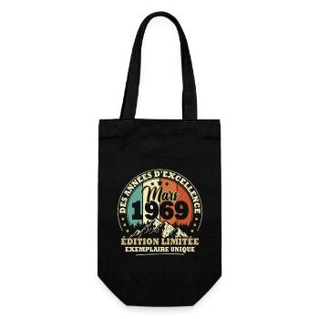 Vintage cadeau d'anniversaire née en Mars 1969 - Sac à bouteille - noir - Devant