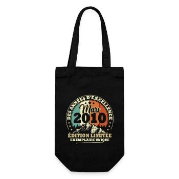 Vintage cadeau d'anniversaire née en Mars 2010 - Sac à bouteille - noir - Devant